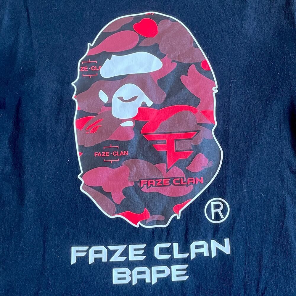 BAPE x FaZe Clan Tee Shirt L Single Stitch A Bathing Ape Streetwear Double Sided - Picture 2 of 9